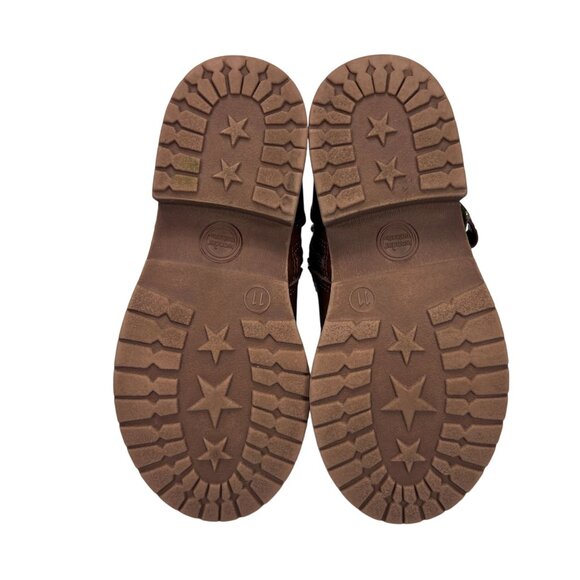 Brown Faux Leather Ankle Boots With Faux Fur Lining & Side Zipper Closure For Gi - Picture 7 of 8